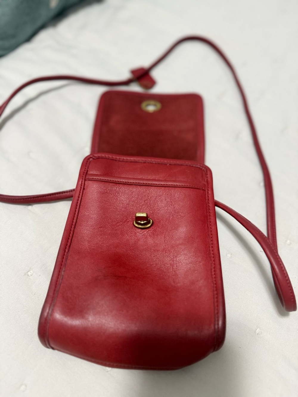 Coach Red Leather Crossbody with Gold Turnlock - Picture 7 of 11